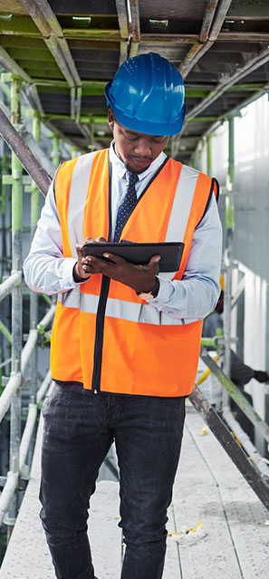 On-Site worker with tablet